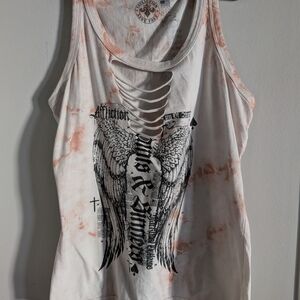 Affliction White and Black Graphic Tee